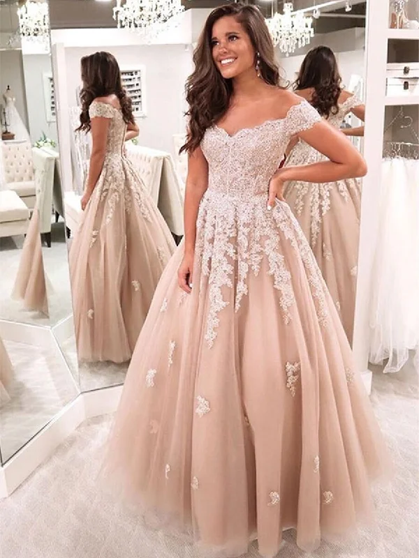 Price Cut Off Shoulder Lace Long Champagne Prom Dresses, Off Shoulder Champagne Formal Dresses, Lace Champagne Evening Dresses Price Cut Off Shoulder Lace Long Champagne Prom Dresses, Off Shoulder Champagne Formal Dresses, Lace Champagne Evening Dresses