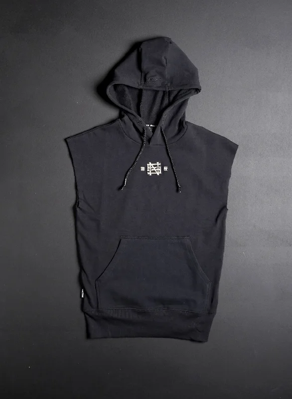 Today’s Deal EMB SLEEVELESS HOODIE - BLACK