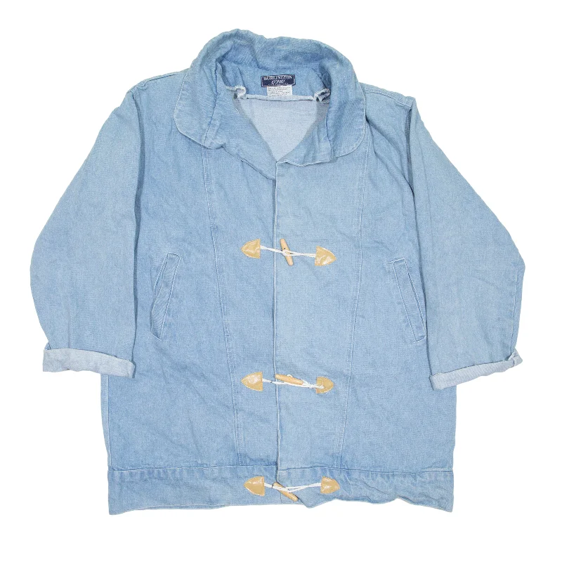 Price Cut BURLINGTON Relaxed Fit Duffle Denim Coat Blue 90s Womens L