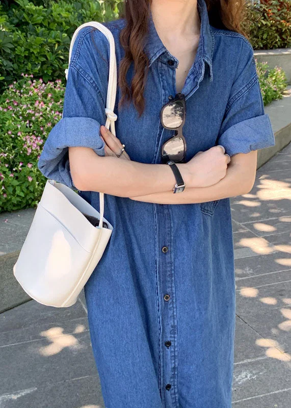 chic wrap dresschic wrap dressWomen Blue Peter Pan Collar Patchwork Denim Shirts Dresses Summer