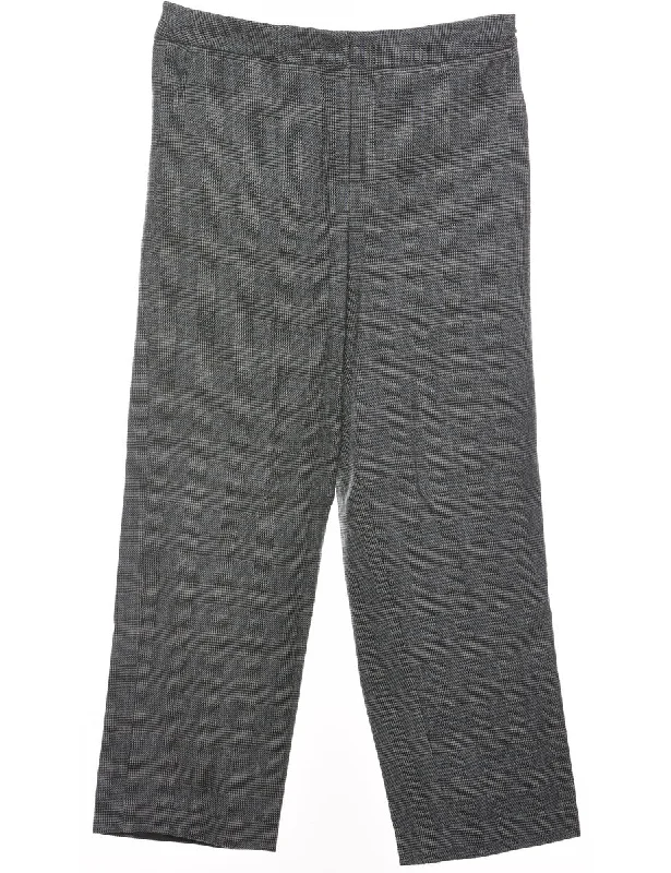 Super Bargain Dogtooth Check Dark Grey 1990s Trousers - W30 L29