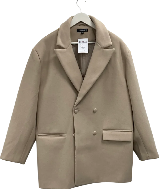 Members Only Missguided Beige Wool Look Double Breasted Coat UK 18