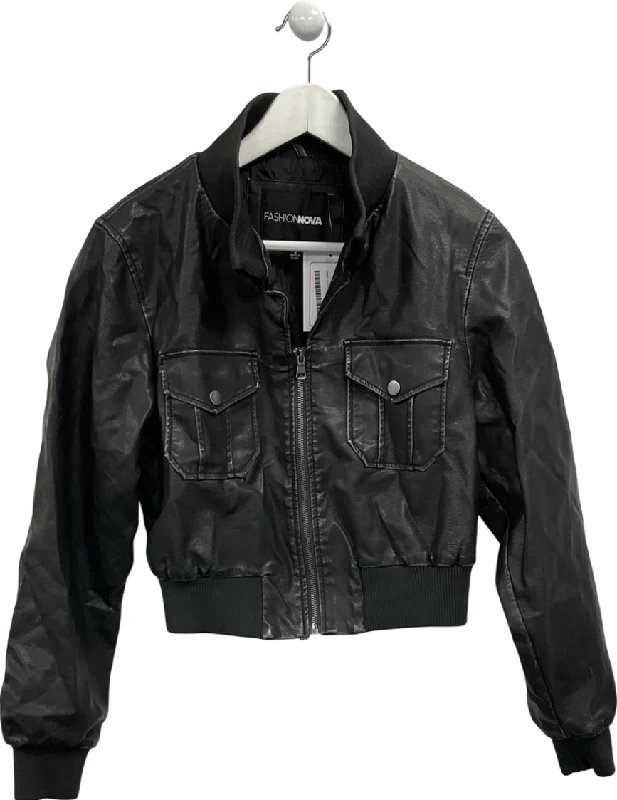 Sale Event Fashion Nova Black Faux Leather Biker Jacket UK S
