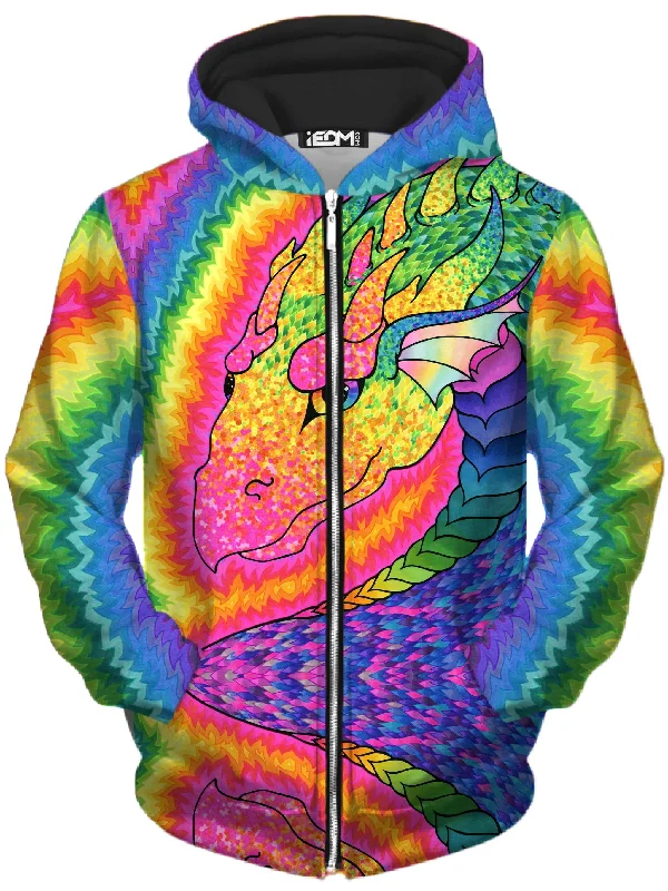 warm hooded sweatshirtRainbow Dragon Unisex Zip-Up Hoodie