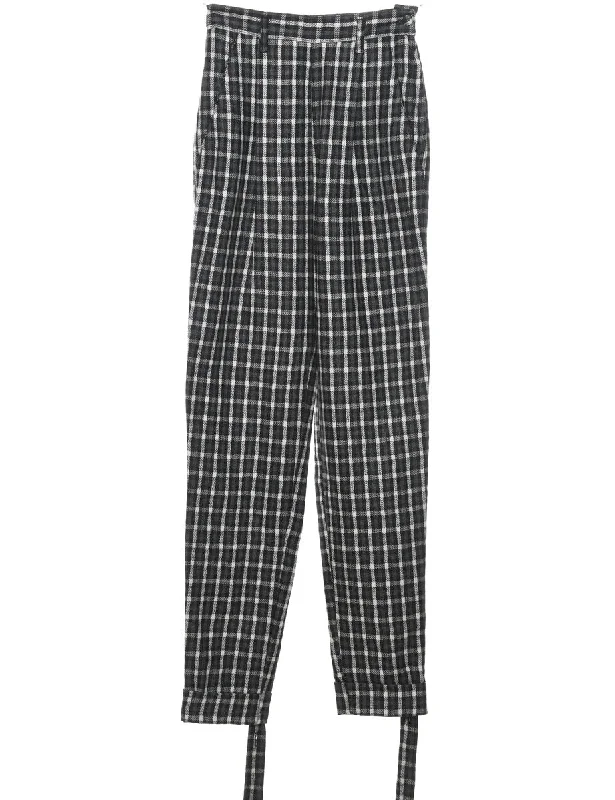 Anniversary Sale Checked Grey & White Tapered Trousers - W24 L30