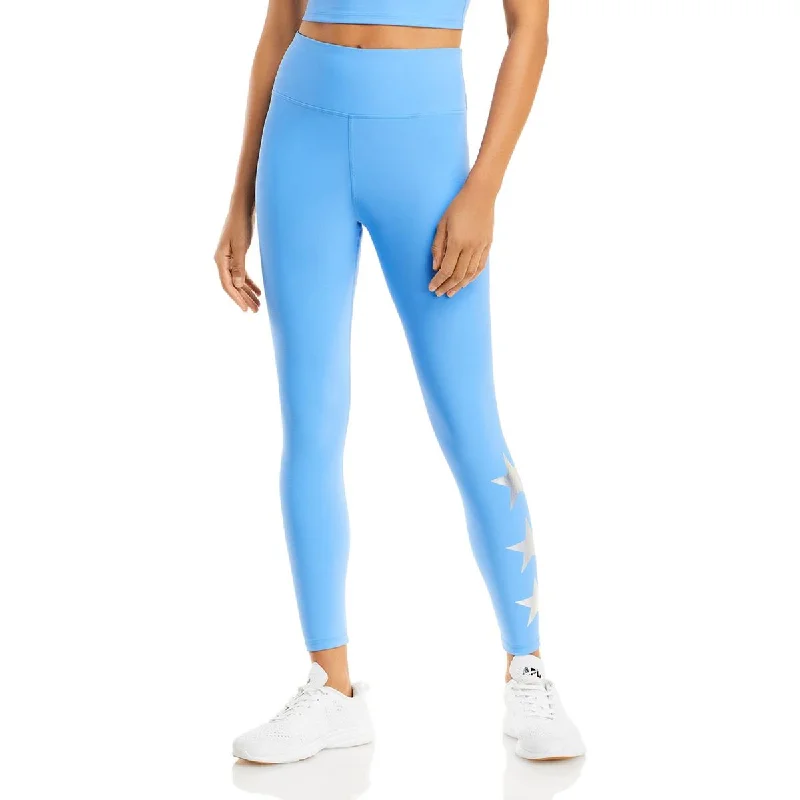 Limited Time Discount Aqua Womens Foil Star Ankle Activewear Athletic Leggings