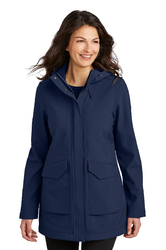 Discount Deals Port Authority Womens Collective Outer Water Resistant Soft Shell Full Zip Hooded Parka - River Navy Blue - New