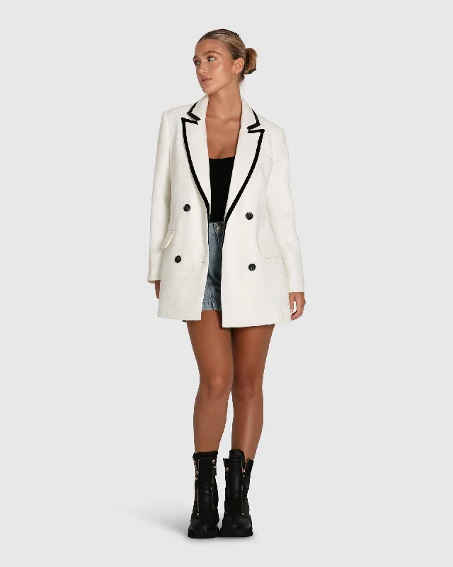 Weekend Special Because Of You Trimmed Blazer Dress - Cream