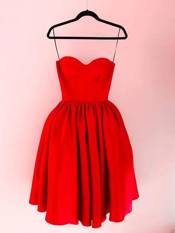 sophisticated dresssophisticated dressSweetheart Neck Red Satin Short Prom Dresses, Short Red Homecoming Dresses, Red Formal Graduation Evening Dresses SP2439