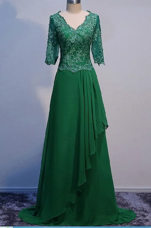 trendy wrap dresstrendy wrap dressLong Sleeve Green Mother of The Bride Dress