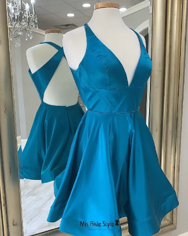 elegant shift dresselegant shift dressShort Criss Cross Back Blue Homecoming Dress