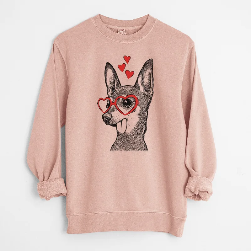 cozy workout hoodieValentine Aaron the Chihuahua - Unisex Pigment Dyed Crew Sweatshirt