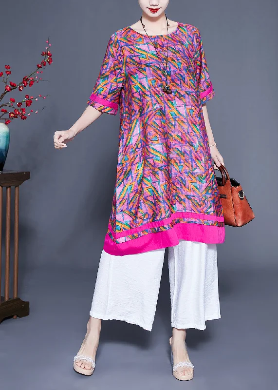 sophisticated dresssophisticated dressCasual Rose Oversized Print Linen Silk Robe Dresses Summer