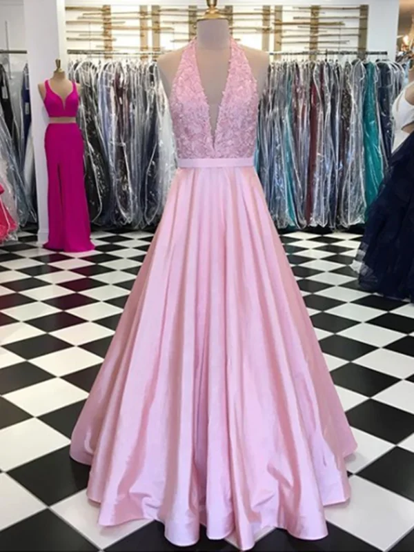 Deal of the Week A Line Halter Neck Lace Pink Prom Dress, Lace Formal Dress, Pink Evening Dress Deal of the Week A Line Halter Neck Lace Pink Prom Dress, Lace Formal Dress, Pink Evening Dress