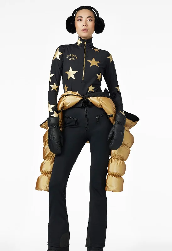 Act Now Goldbergh Galactique Ski Base Layer in Black with Gold Stars