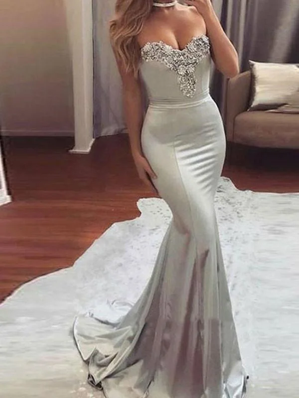 Huge Savings Custom Made Silver Grey Sweetheart Neck Mermaid Prom Dresses, Gray Mermaid Formal Dresses Huge Savings Custom Made Silver Grey Sweetheart Neck Mermaid Prom Dresses, Gray Mermaid Formal Dresses