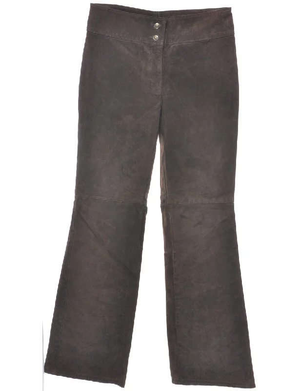 Deal of the Week Suede Dark Brown Tapered Trousers - W31 L32