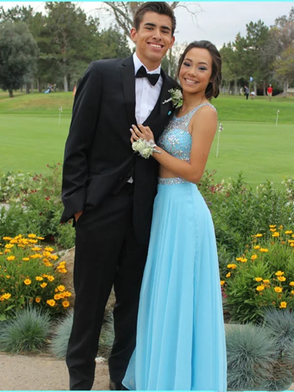 Midnight Madness A Line Round Neck 2 Pieces Light Blue Long Prom Dress, Blue Formal Dress Midnight Madness A Line Round Neck 2 Pieces Light Blue Long Prom Dress, Blue Formal Dress