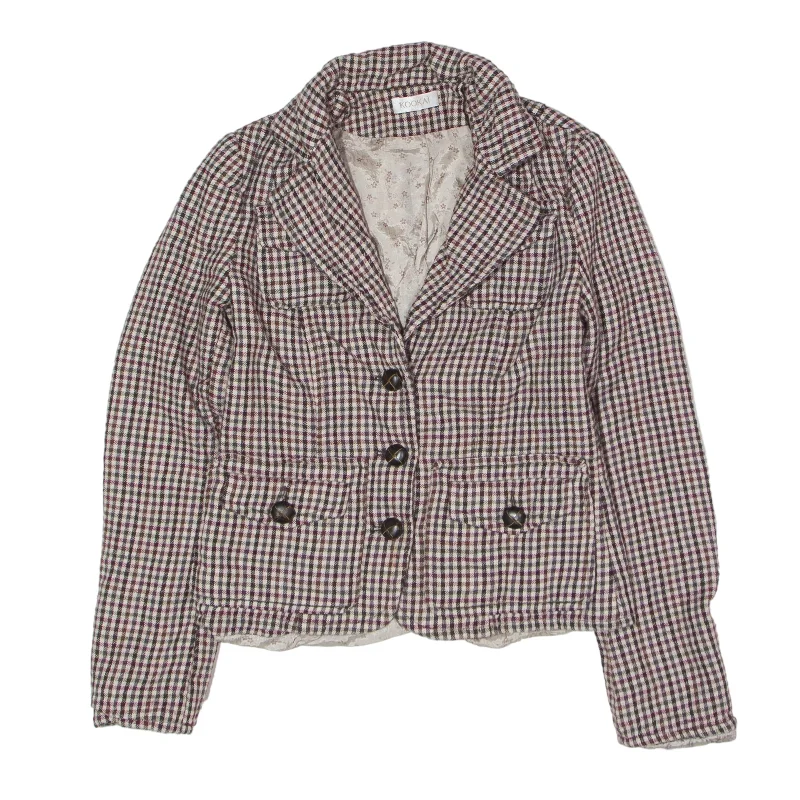 Price Fest KOOKAI Blazer Jacket Brown Wool 90s Gingham Womens S