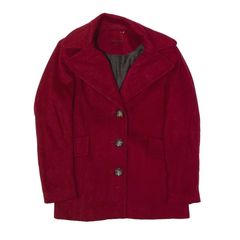 Super Deal CALVIN KLEIN Overcoat Coat Maroon Womens S