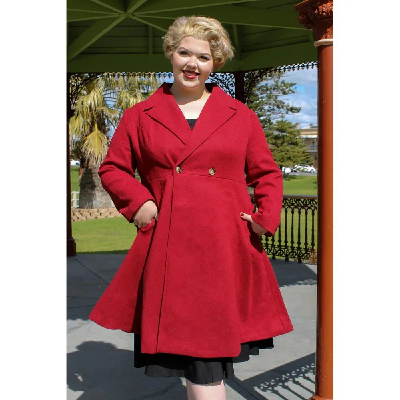 Special Price Wine Red Fit And Flare Coat