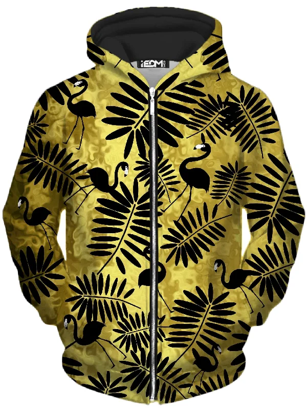 casual hoodieTropical Black Flamingos Unisex Zip-Up Hoodie