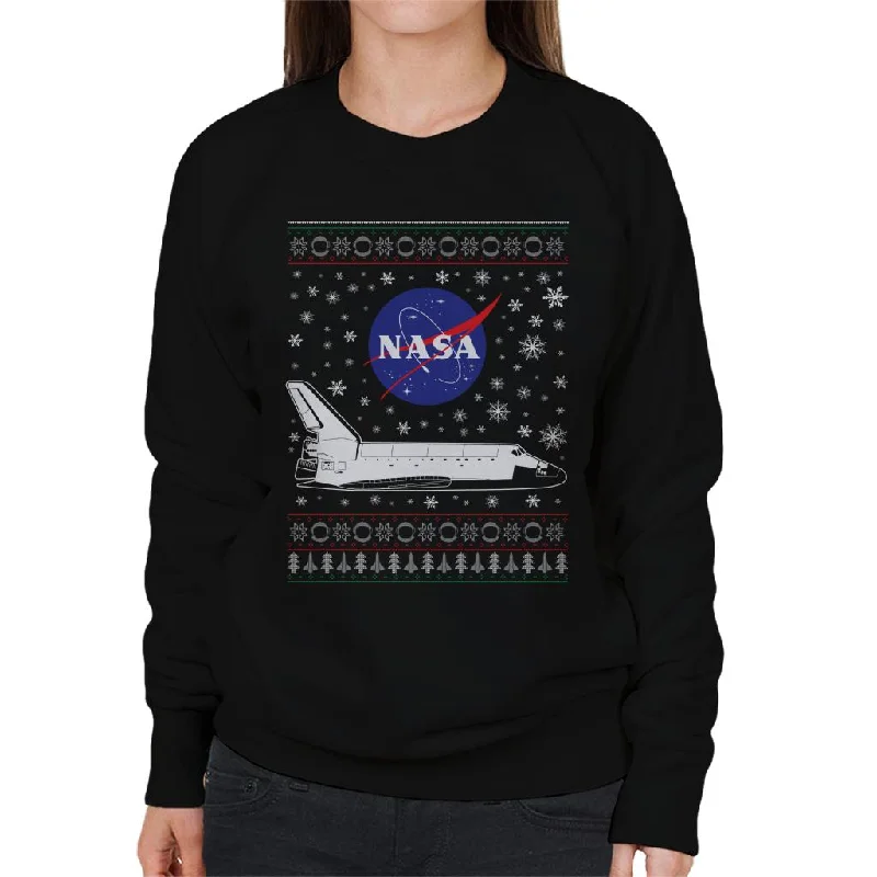 Special Promotion NASA Logo And Shuttle Christmas Knit Pattern Women's Sweatshirt