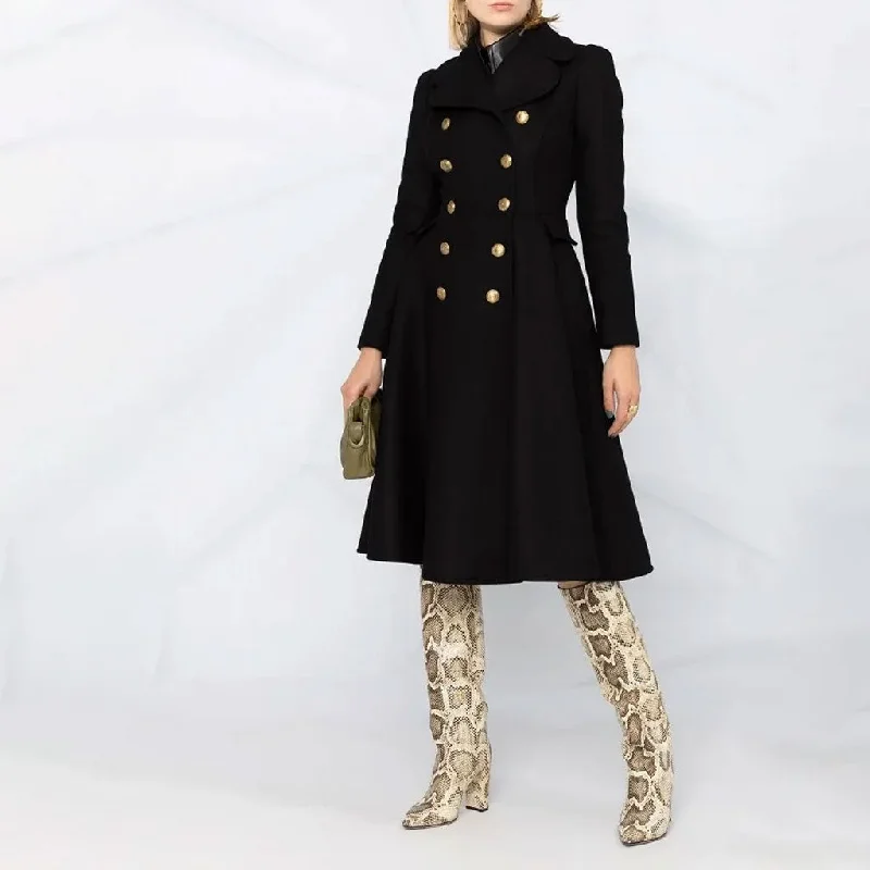 Exclusive Savings Sweet Notched Lapel Double Breasted Fit and Flare Long Sleeve Wool Blend Coat Exclusive Savings Sweet Notched Lapel Double Breasted Fit and Flare Long Sleeve Wool Blend Coat