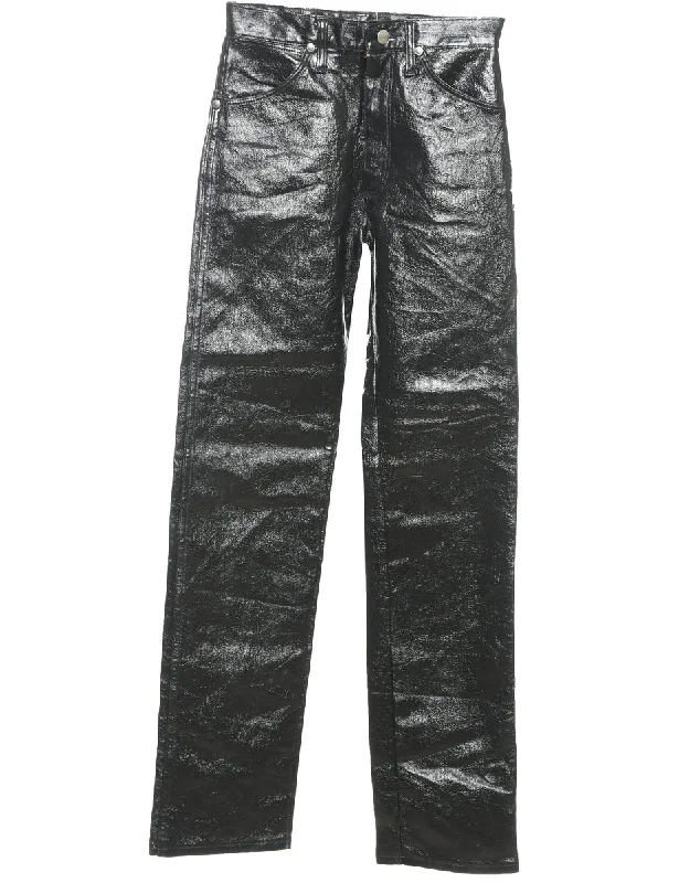 Low Prices Wrangler Black Faux Leather Trousers - W26 L33