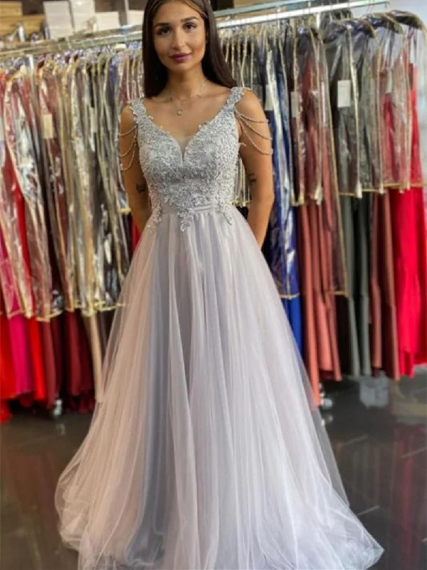 Price Drop V Neck Open Back Gray Lace Long Prom Dresses, Long Grey Lace Formal Graduation Evening Dresses SP2137 Price Drop V Neck Open Back Gray Lace Long Prom Dresses, Long Grey Lace Formal Graduation Evening Dresses SP2137