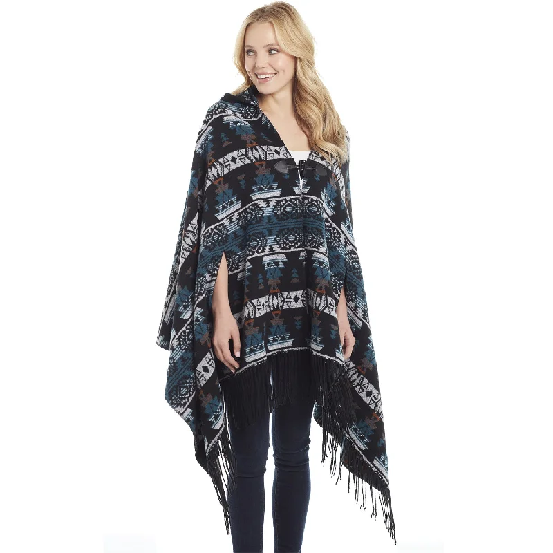 Shop and Save Ladies Hooded Fringe Navajo Poncho