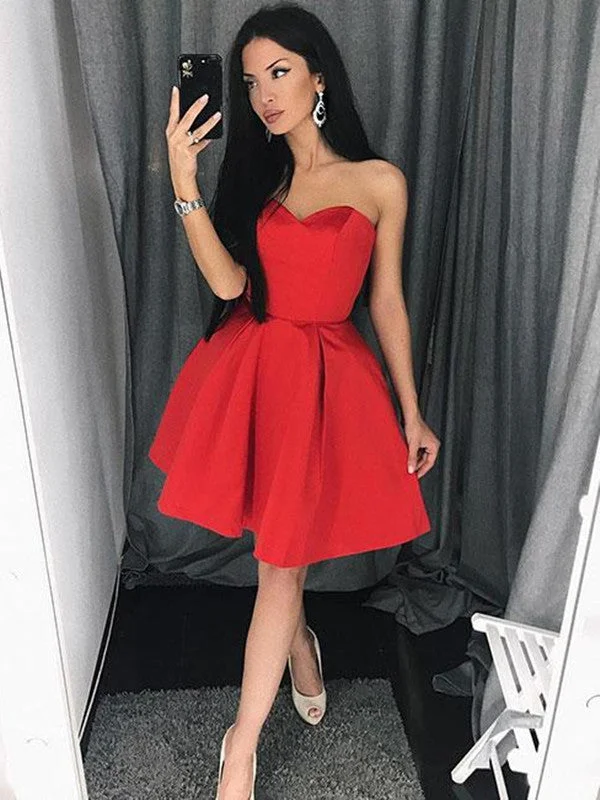 Special Discount Simple Sweetheart Neck Red Prom Dresses, Red Homecoming Dresses