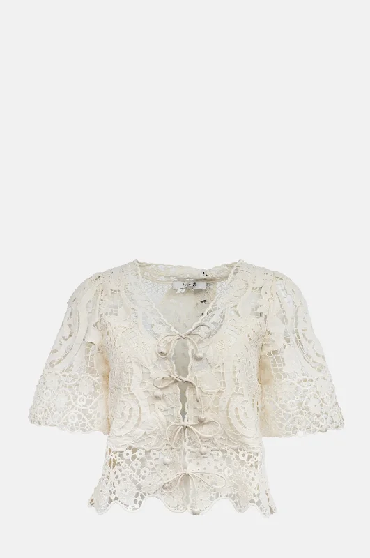 Weekend Flash Sale Gianna Lace Tie Front Top Bone