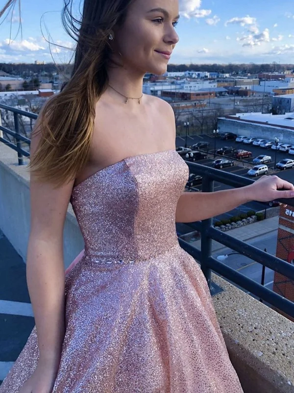 Act Now Simple Strapless Pink Long Prom Dresses, Shiny Pink Formal Graduation Evening Dresses SP2156 Act Now Simple Strapless Pink Long Prom Dresses, Shiny Pink Formal Graduation Evening Dresses SP2156