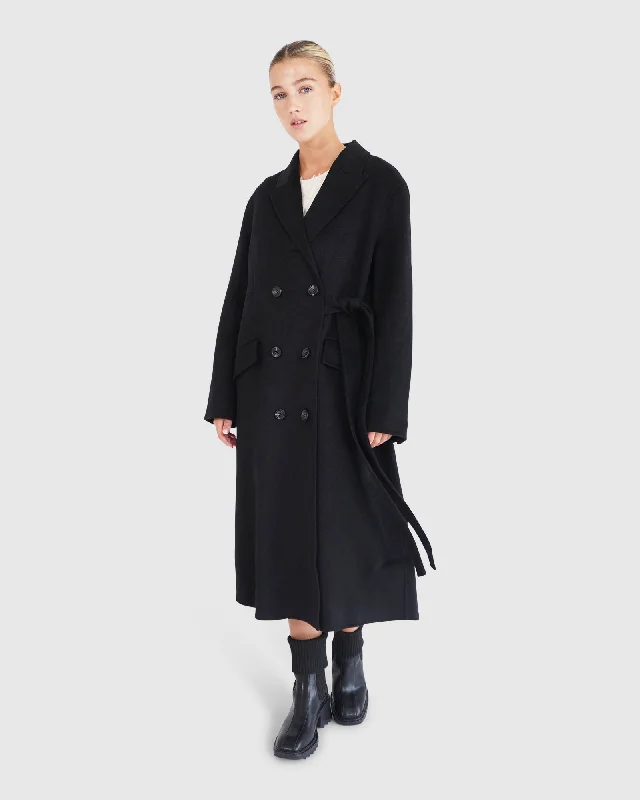 Epic Deals Right There Side Tie Coat - Black