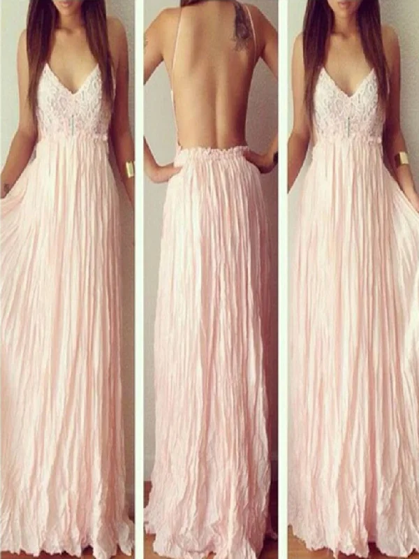 Savings Event Custom Made V Neck Pink Backless Lace Prom Dresses, Pink Backless Formal Dresses Savings Event Custom Made V Neck Pink Backless Lace Prom Dresses, Pink Backless Formal Dresses