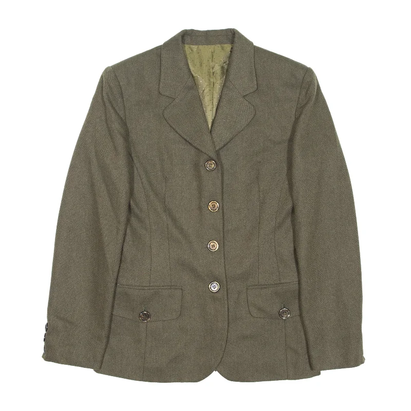 Price Reduction UNIT Blazer Jacket Green Wool Chevron Womens S