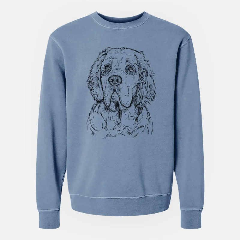 Price Blitz Bare Gary the Clumber Spaniel - Unisex Pigment Dyed Crew Sweatshirt
