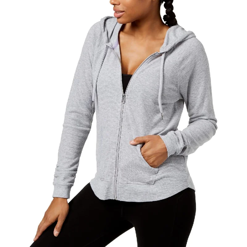 Can't Be Beat Calvin Klein Womens Textured Drawstring Hem Zip Hoodie