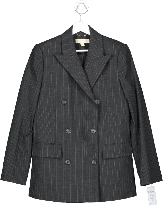 Buy More, Save More Michael Kors Grey Oin Stripe Double Breasted Blazer UK 6
