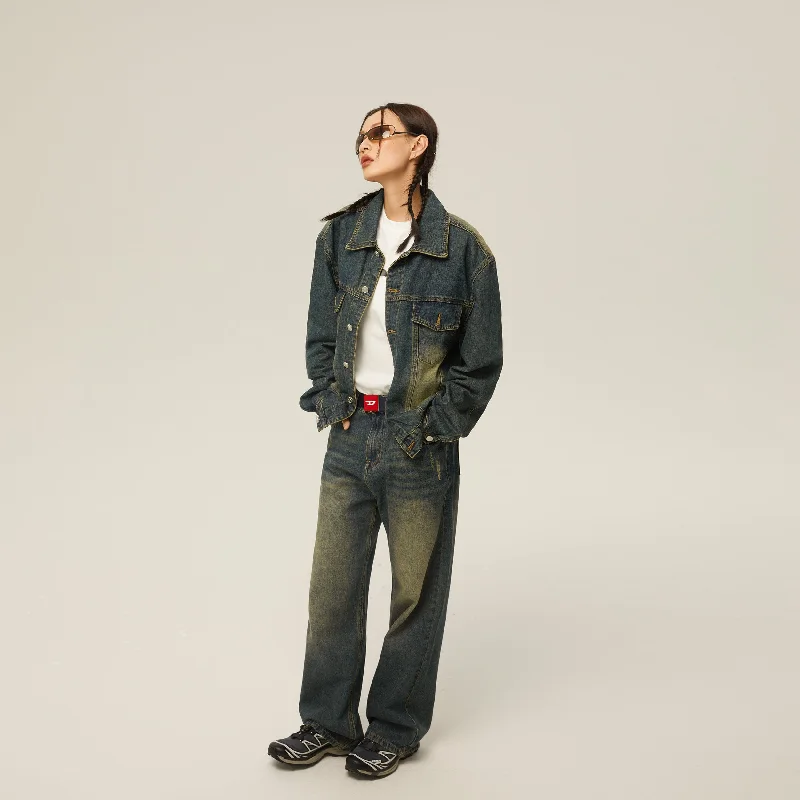 Special Price RTK (W) No. 3145 INDIGO BLUE DENIM JK & STRAIGHT JEANS