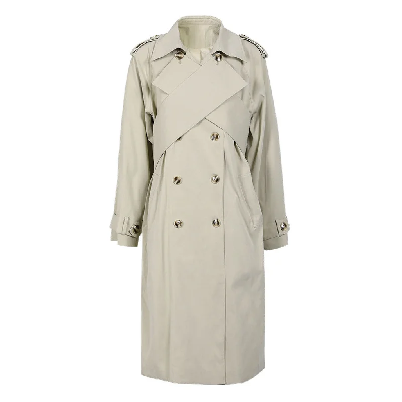 Sneak Peek Sale Deconstructed Crossed Front Collared Double Breasted Long Sleeve Trench Coat