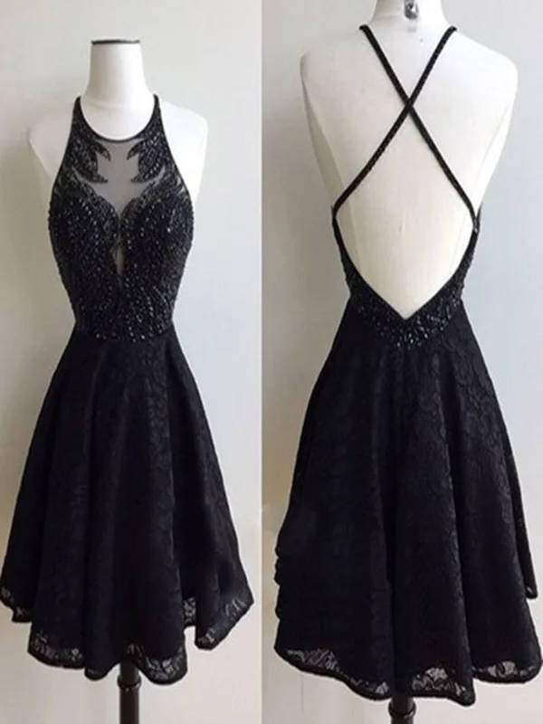 Huge Savings Round Neck Short Black Lace Prom Dresses, Short Black Lace Formal Dresses, Black Evening Dresses, Homecoming Dresses Huge Savings Round Neck Short Black Lace Prom Dresses, Short Black Lace Formal Dresses, Black Evening Dresses, Homecoming Dresses