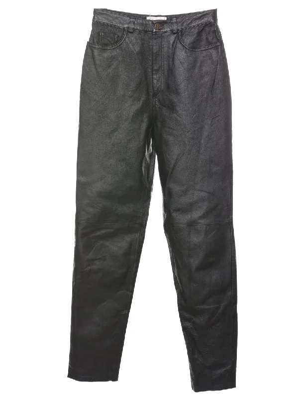 Quick Sale Black High Waist Black Leather Trousers - W26 L30