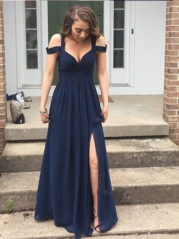 cocktail dresscocktail dressCustom Made A Line Off Shoulder Navy Blue Long Prom Dress, Navy Blue Formal Dress, Bridesmaid Dresses