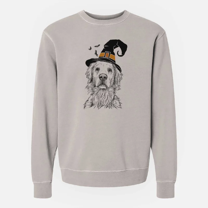 soft athletic sweatshirtWitch Jake aroni the Golden Retriever - Unisex Pigment Dyed Crew Sweatshirt