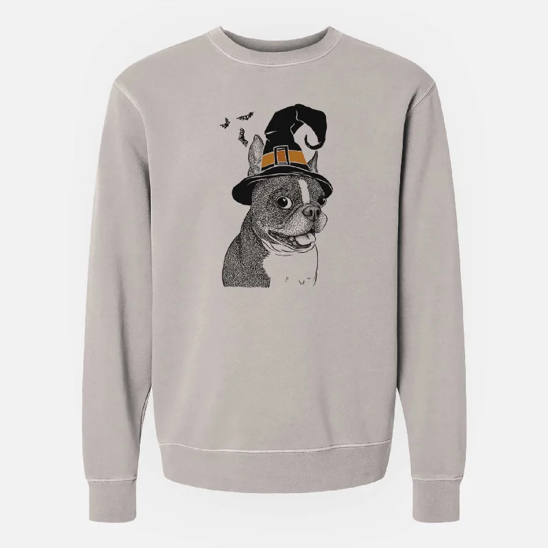 vibrant athletic hoodieWitch Ralphie the Boston Terrier - Unisex Pigment Dyed Crew Sweatshirt