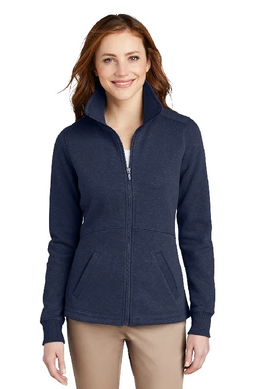Shop and Save Port Authority Womens Full Zip Fleece Jacket - Navy Blue