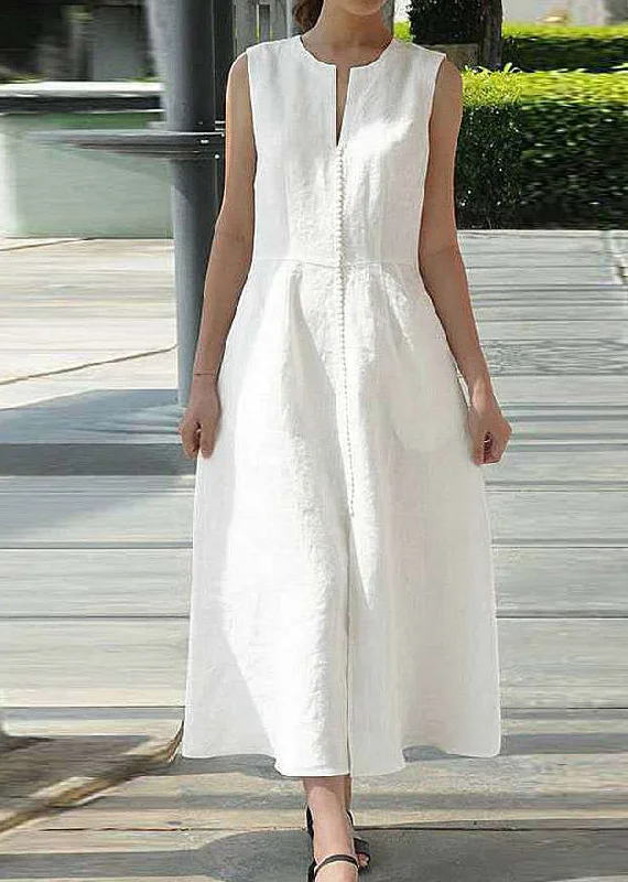 Big Discounts Style White O-Neck Patchwork Solid Tunic Cotton Maxi Dresses Sleeveless Big Discounts Style White O-Neck Patchwork Solid Tunic Cotton Maxi Dresses Sleeveless