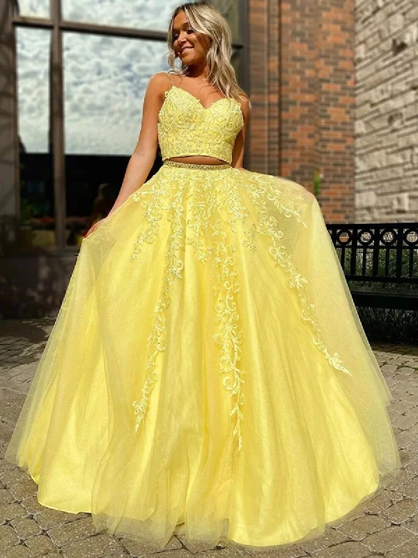 t-shirt dresst-shirt dressV Neck Two Pieces Backless Beaded Yellow Lace Long Prom Dresses, 2 Pieces Lace Yellow Formal Dresses, 2 Pieces Backless Yellow Evening Dresses